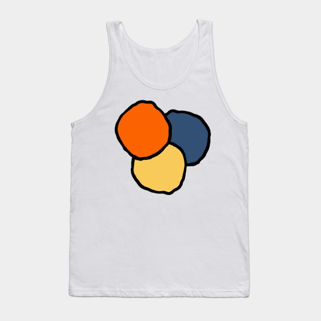 Modern asteroids in soft buttery golden yellow, denim blue, baby orange and translucent white Tank Top by FrancesPoff